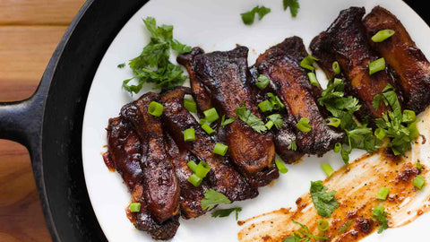 Making veggie ribs on the grill