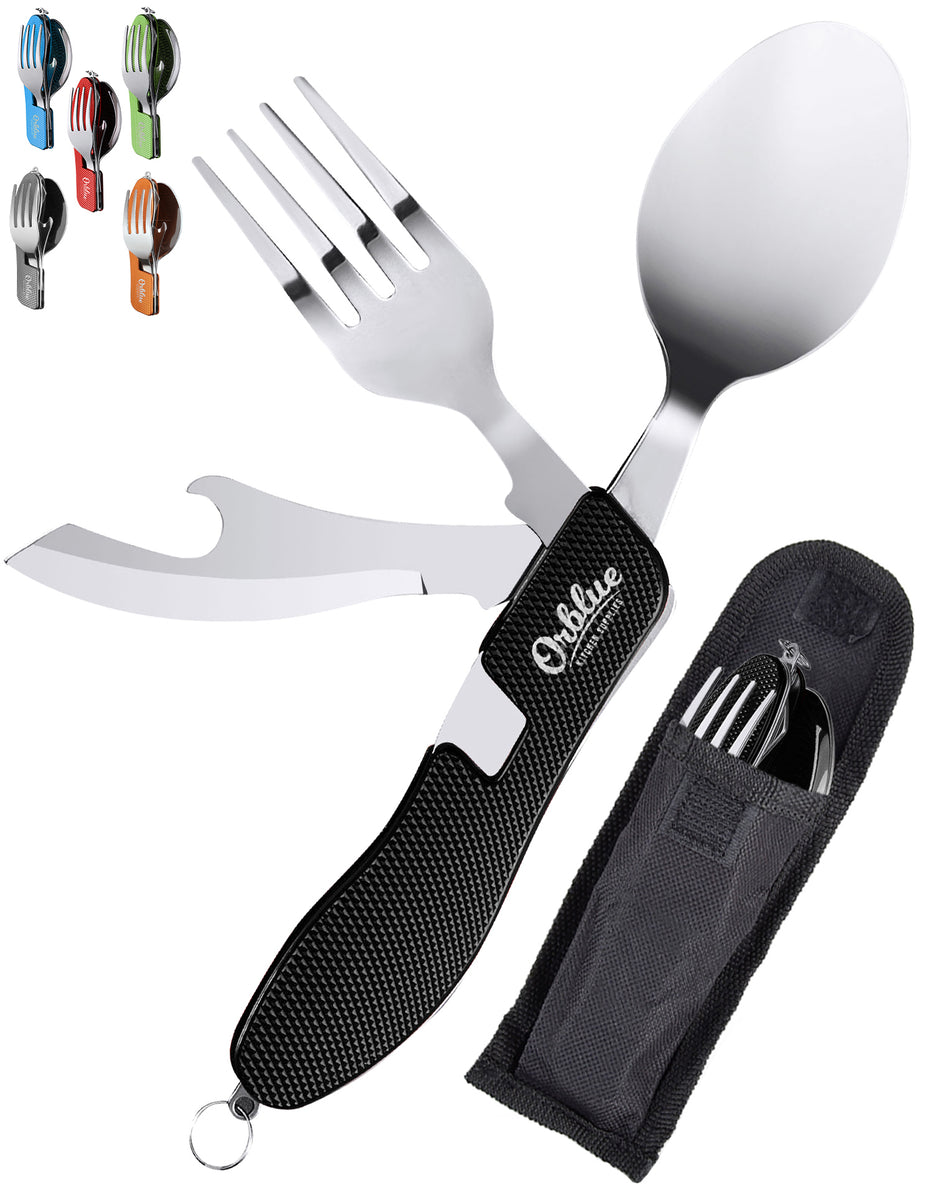 5 Pcs Stainless Steel Travel Cutlery Set Case Knife Fork Spoon Teaspoon  Camping