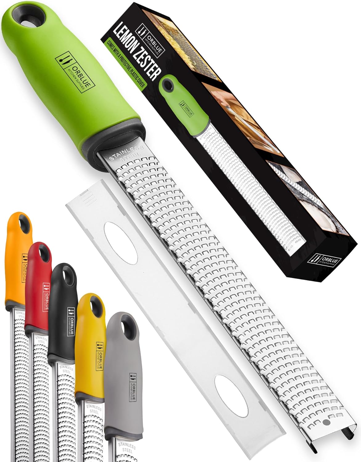 Orblue Lemon Zester & Cheese Grater - Premium Citrus Zester, Kitchen G