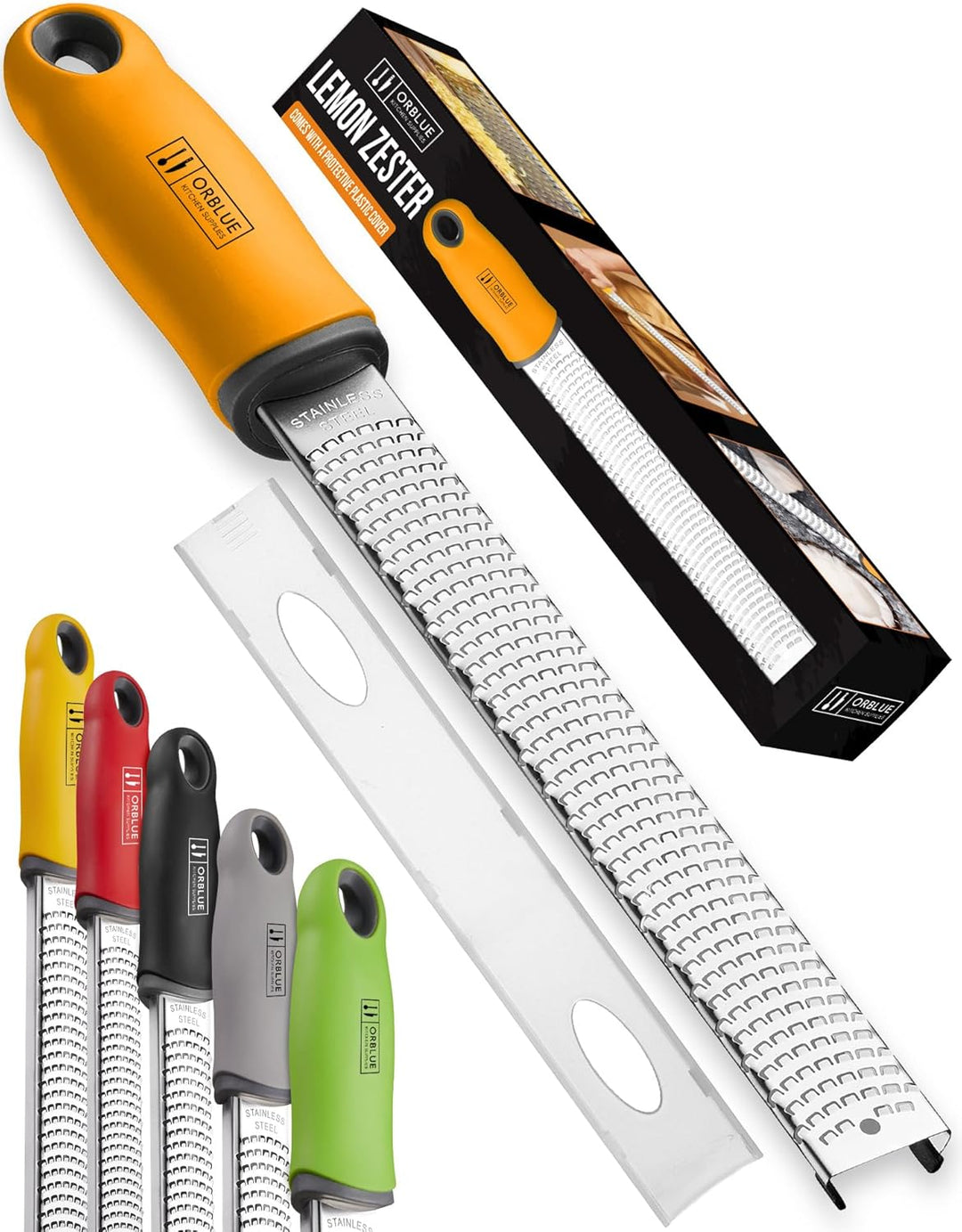 Orblue Lemon Zester & Cheese Grater - Premium Citrus Zester, Kitchen G
