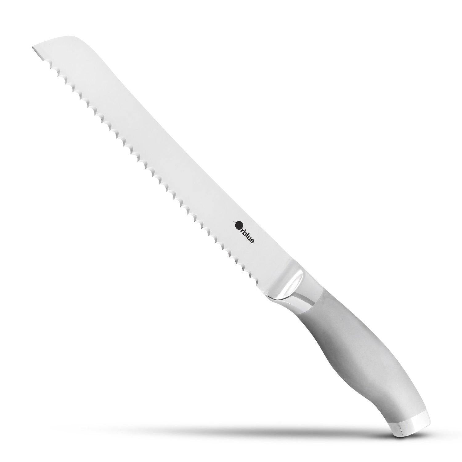 Orblue Serrated Bread Knife with Upgraded Stainless Steel Razor Sharp Wavy  Edge Width - Bread Cutter Ideal for Slicing Homemade Bagels, Cake (8-Inch