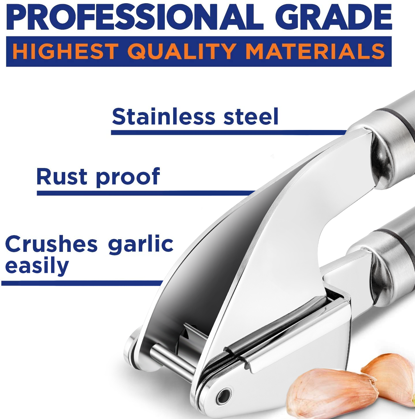 Alpha Grillers Garlic Press Stainless Steel - Premium Garlic Mincer wi