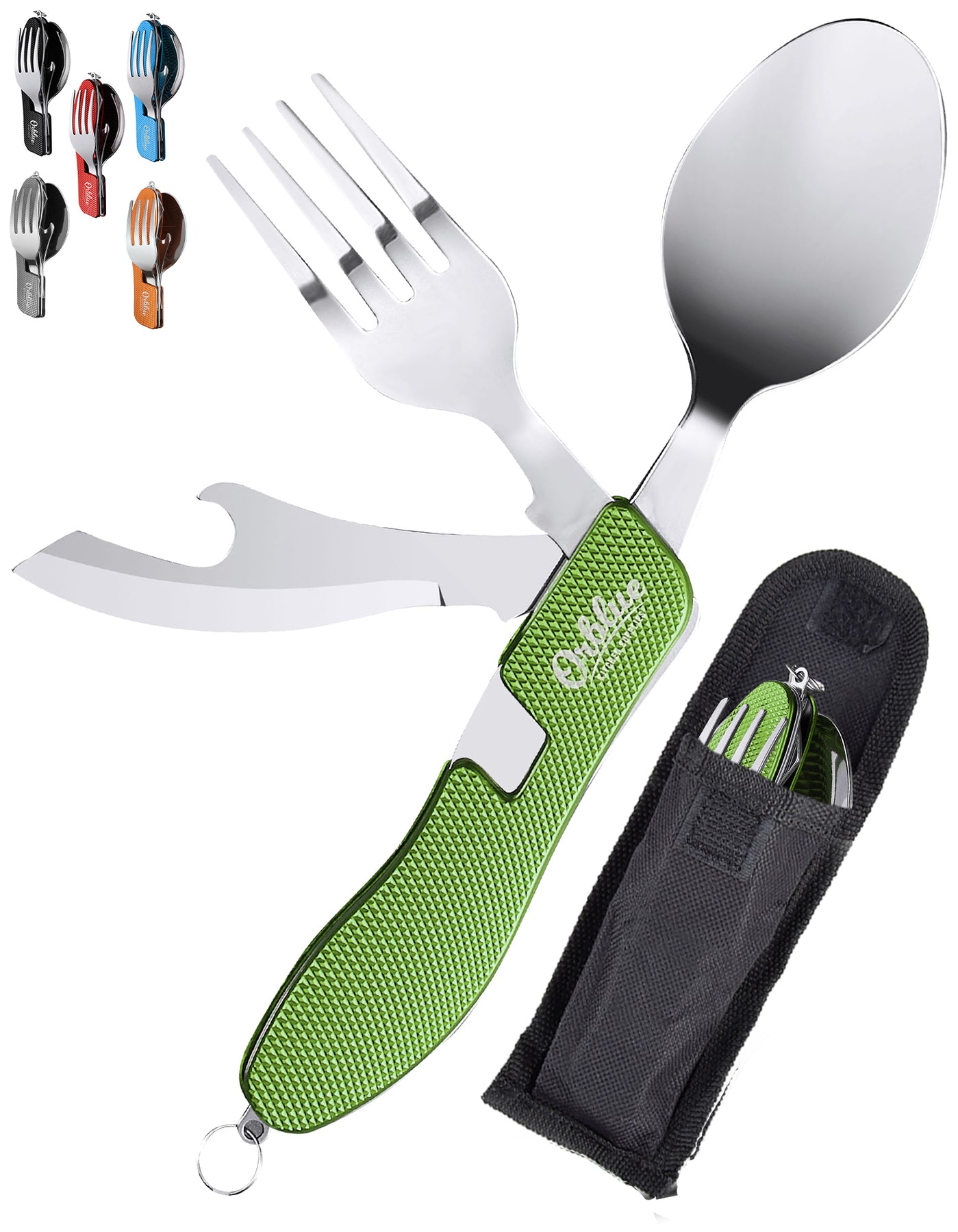 4 Sets Outdoor Eating Utensils 3in1 Fork Knife Spoon Stainless
