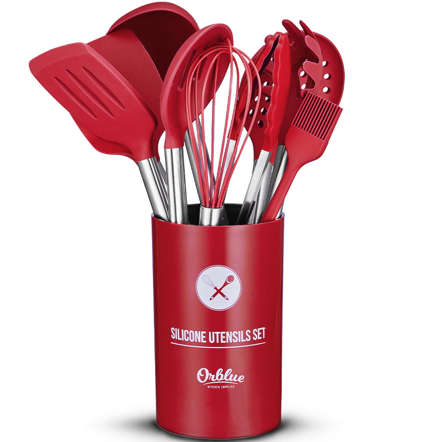 ORBLUE Silicone Cooking Utensil Set, 14-Piece Kitchen Utensils with Holder,  Safe Food-Grade Silicone…See more ORBLUE Silicone Cooking Utensil Set