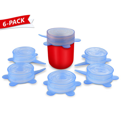 Silicone Stretch Lids, Small, 2.6" (6-Pack) - Orblue